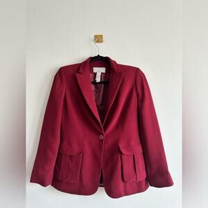 Liz Claiborne Silk Blazer 4P Burgundy Red Career Blazer | Power Suit 90s Office